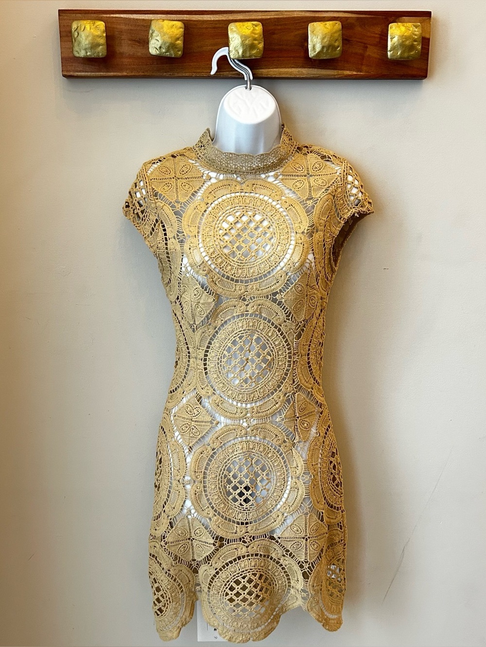 The Vintage Shop Crochet Lace Dress Western Festival Boho Mermaidcore Beachy